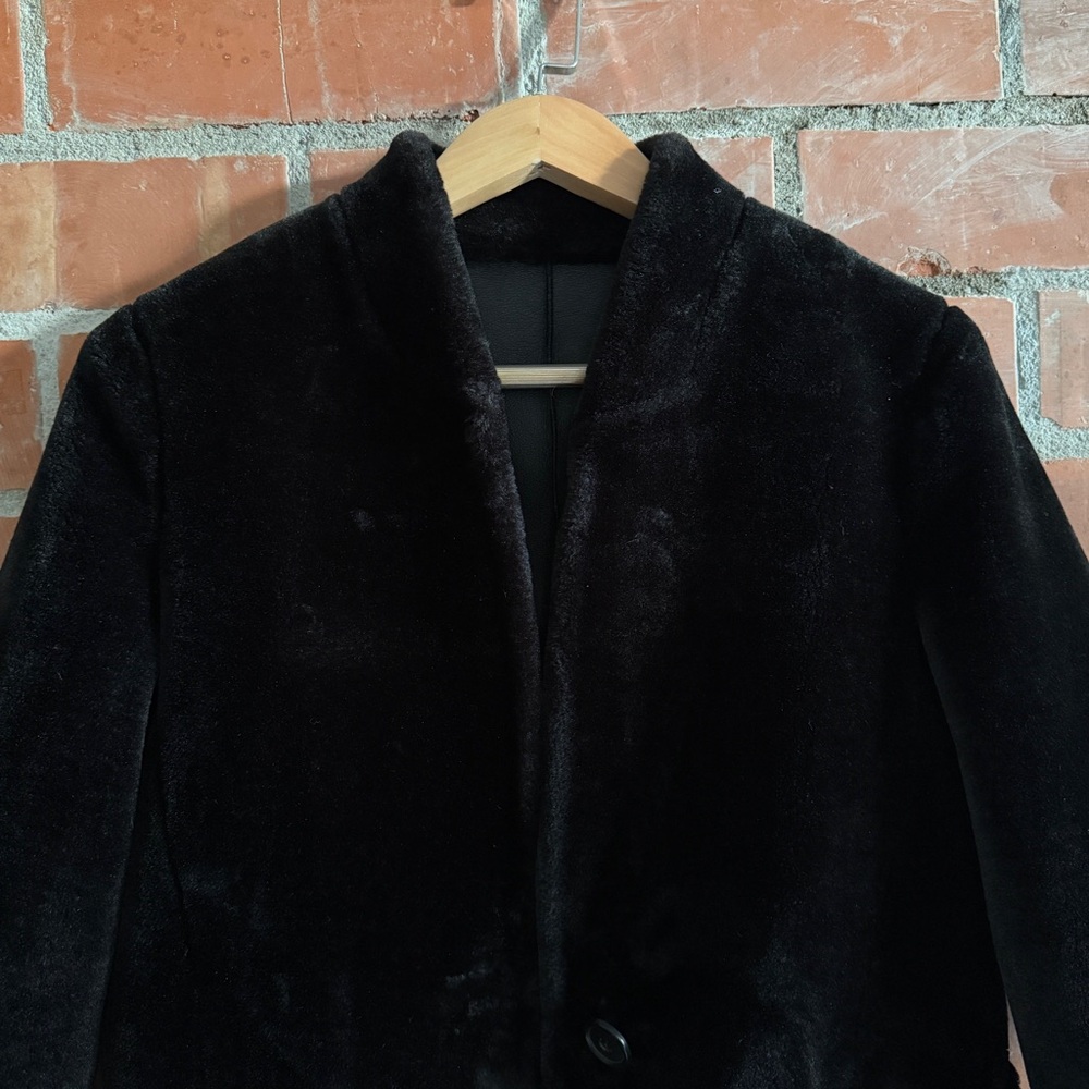 Zara Black Faux Fur Shearling Coat with faux leather interior High Neck medium - Picture 4 of 6
